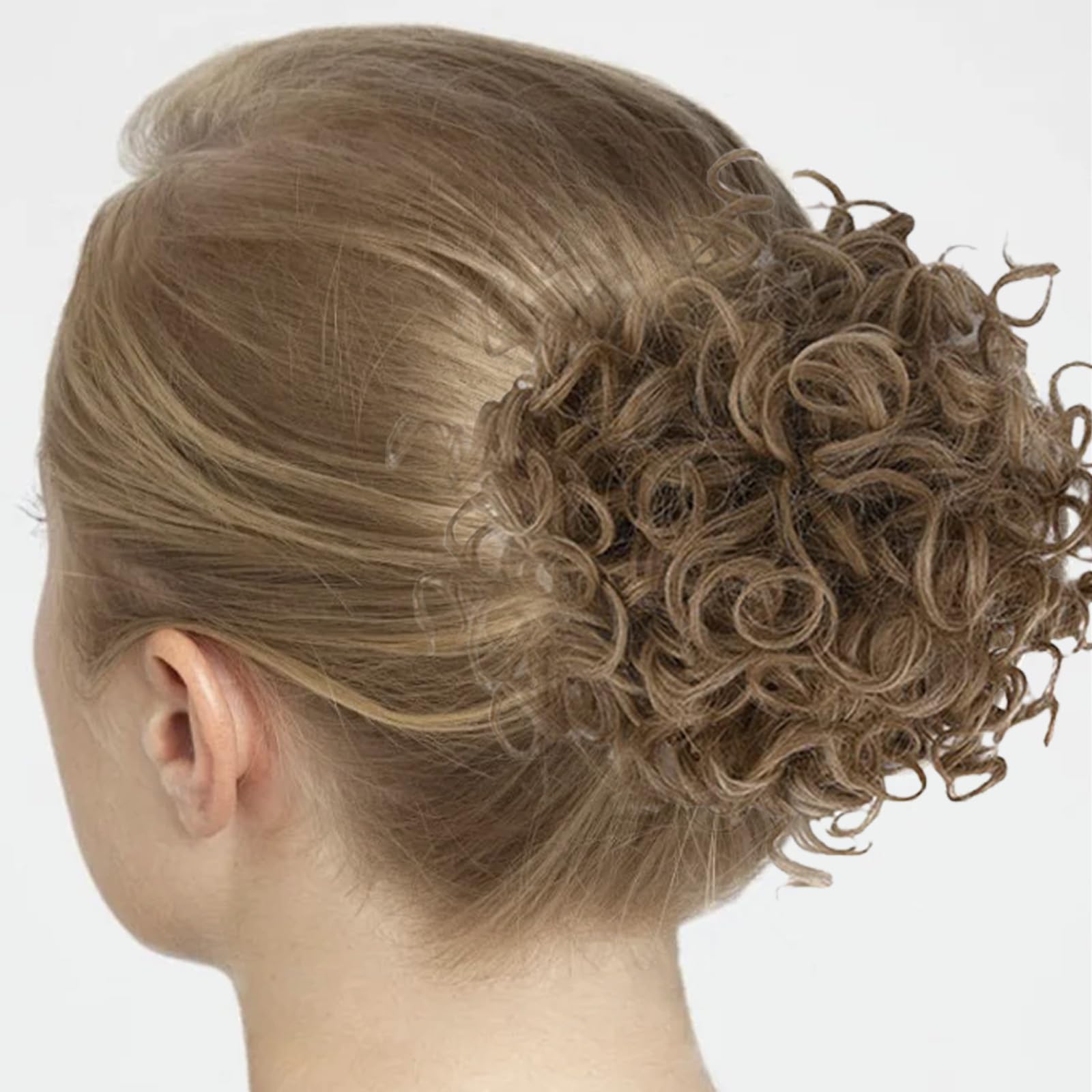 Messy Bun, Short Curly Drawstring ,Extension Loose Bun Hair ,Pieces for Women High Temperature Synthetic Bun Extension 60g Black (12-16) - Image 4