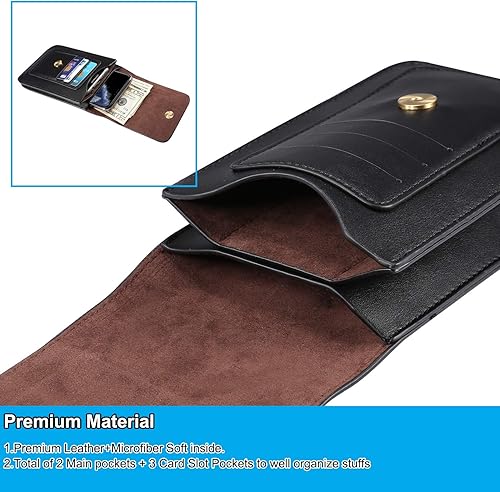 Miniatura 3 de Funda de cuero prémium para cinturón con clip para iPhone Xs Max, 11 Pro Max, 12 (5.4)12 (6.1), 6s Plus, 7 Plus, 8 Plus, para bolso de hombre