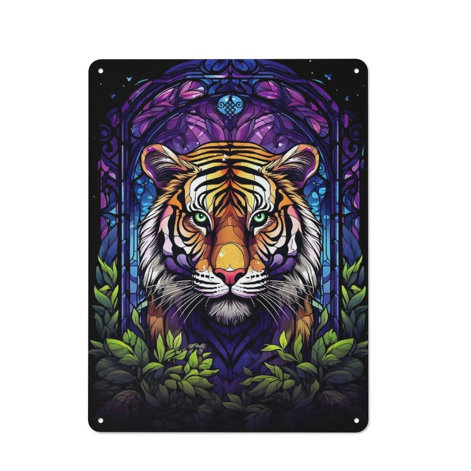 Junmoney Amazing Tiger Absract Flor Vintage Metal Gift Sign 40X30cm, Novelty Wall Art For Hallway, Home Bar, Garage Or Study