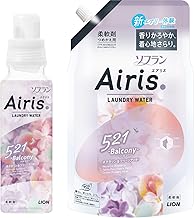 AIRIS Soflan Aeris Balcony (Nectarine & Freesia Scent), Softener, Main Unit, 16.9 fl oz (480 ml) + Refill, 28.9 fl oz (850 ml)