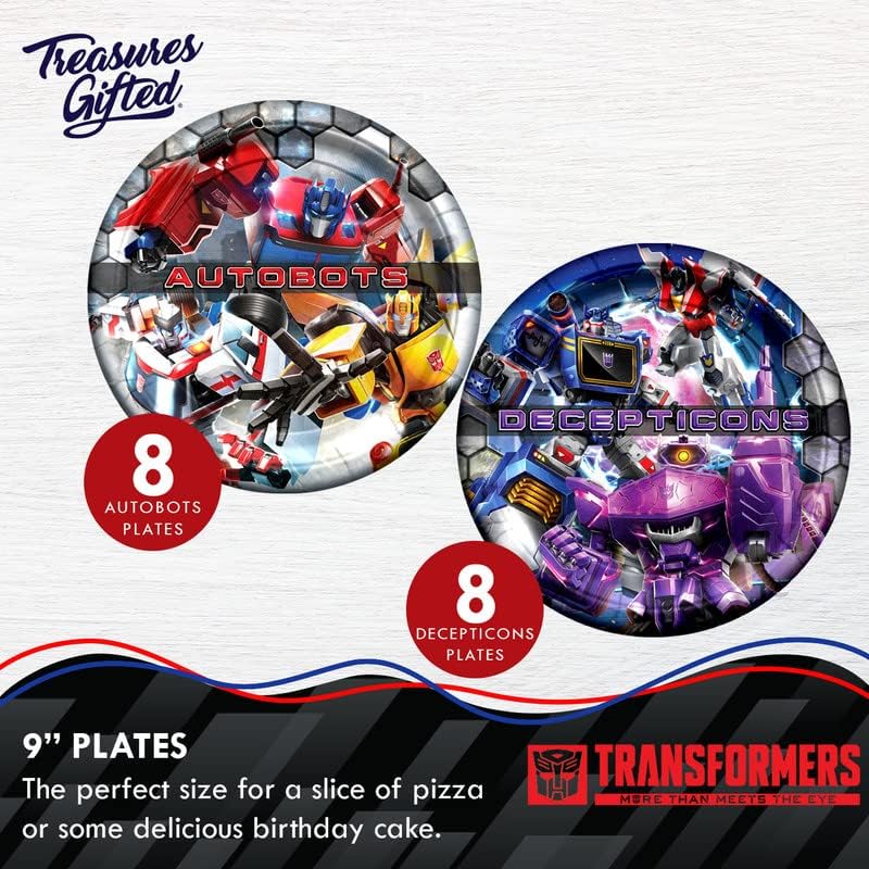Miniatura 2 de Treasures Gifted Suministros para fiestas con licencia oficial de Transformers  Sirve a 16 invitados  Vajilla de lujo Transformers suministros para