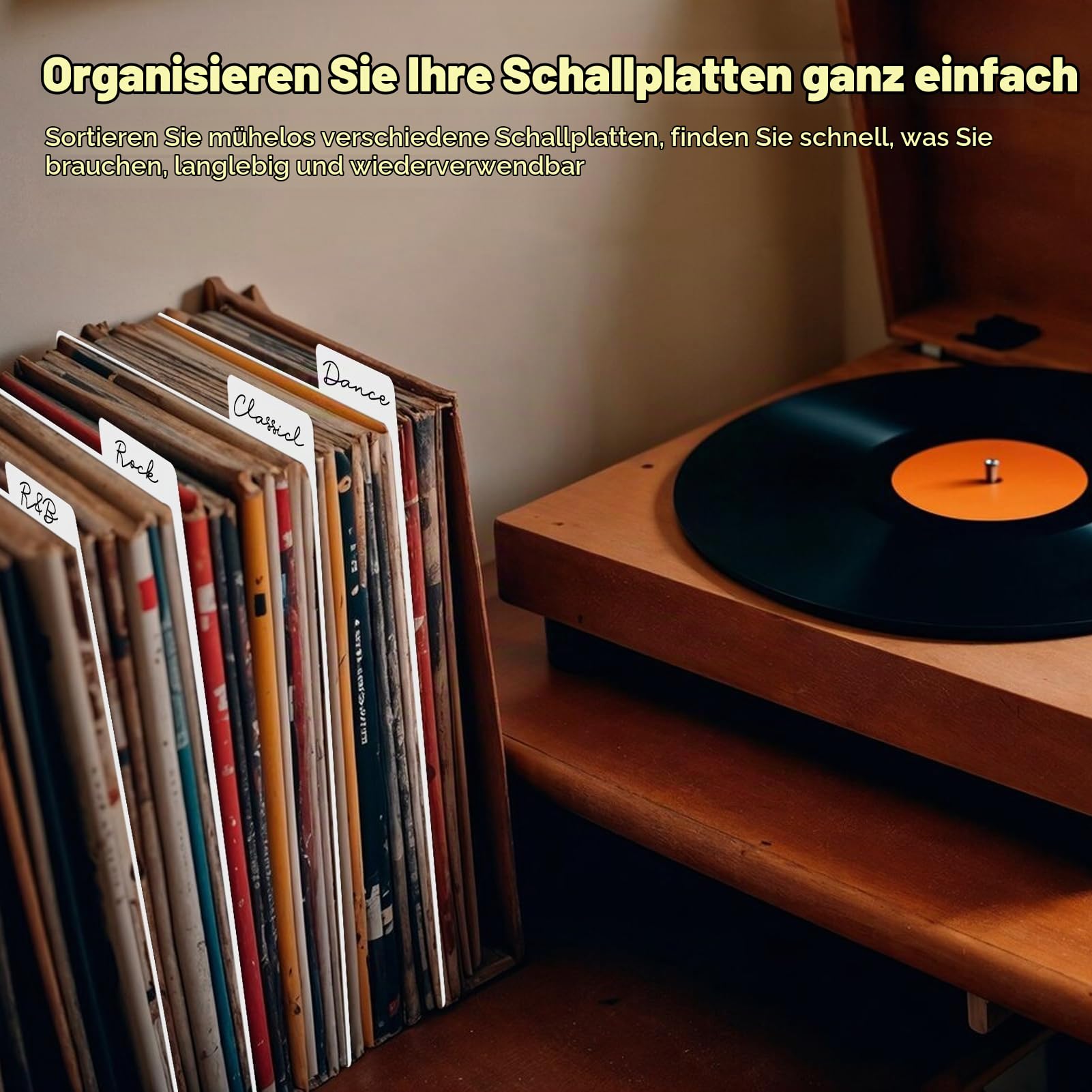 50 Stück Schallplatten-Trennblätter, 31,5 x 34 cm, Kunststoff, mit Tabs, wiederverwendbare LP-Organizer, DIY, Blanko-Album, Vinyl-Trennwände für 33 U/min, LP-Organisation (Weiß)