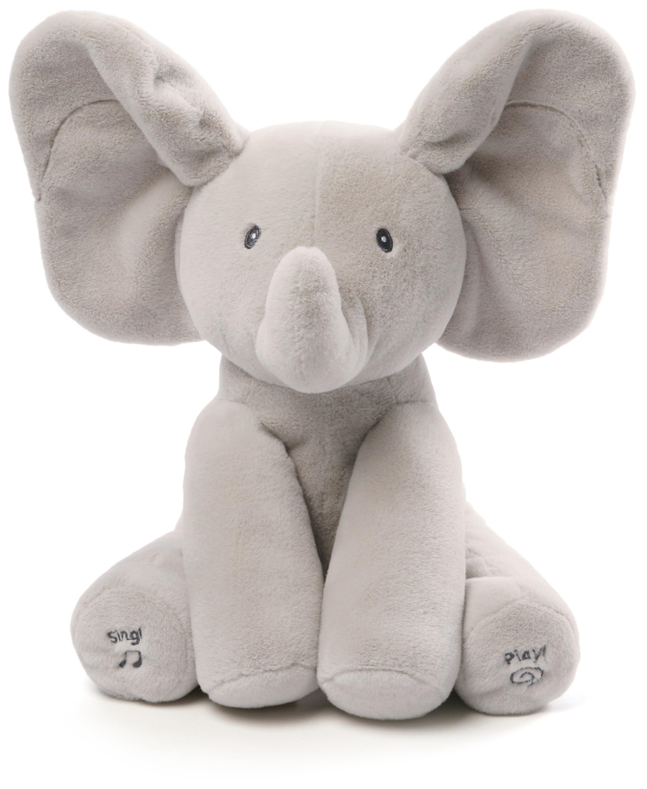 GUND - Flappy L'Éléphant - Peluche Interactive pour Bébé | Bouge Parle Et Chante En Français - Éveille Les Sens - Peluche Éléphant 30 Cm - Doudou Bébé - Piles - Jouet Bébé 1 An Et +