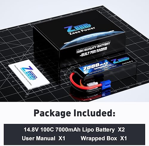 Miniatura 6 de Zeee - Batería Lipo de 14,8 V 4S 100C 7000 mAh con conector EC5 compatible con X-Maxx RC Truck Tank RC Car Racing Hobby (2 unidades)