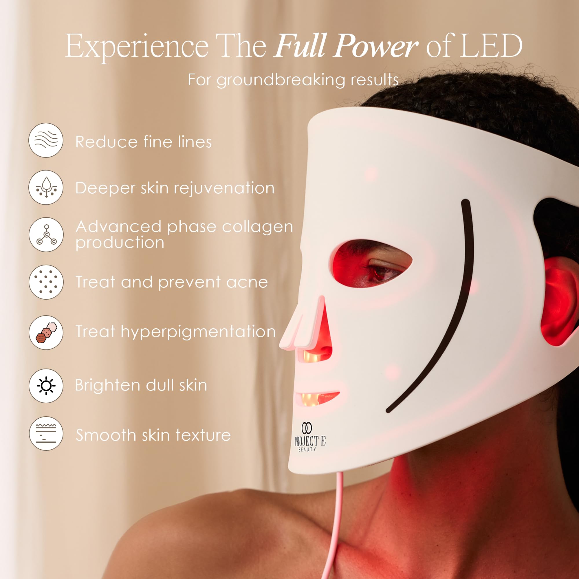 LED Light Therapy Mask by Project E Beauty | Silicone Face Facial