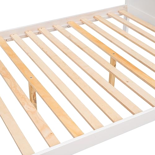 Miniatura 132 de Litera individual sobre matrimonial con cajones, escalera deslizante y almacenamiento, litera de madera con barandilla alta y escalera para niños,