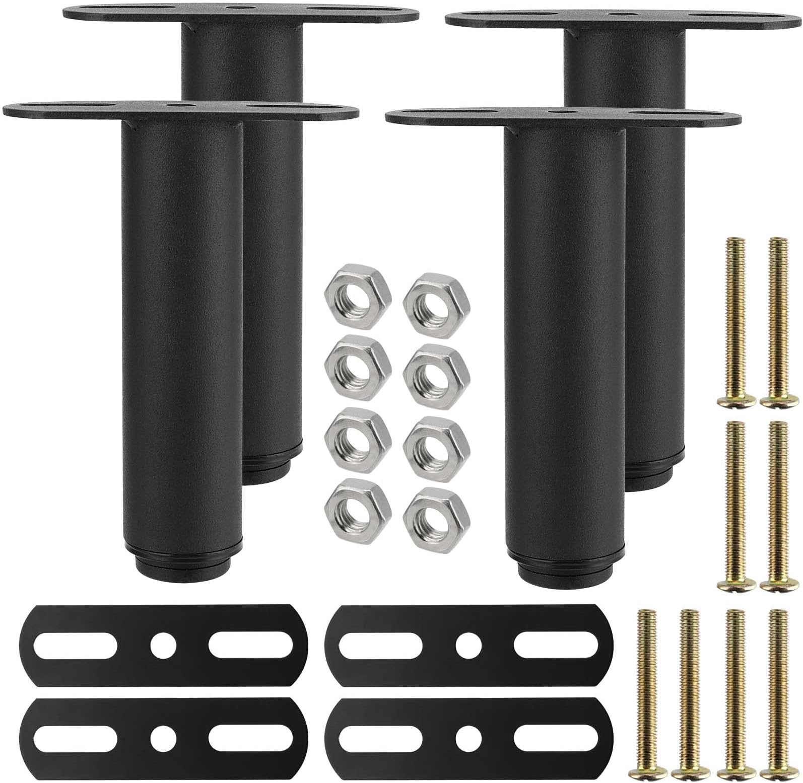Set of 4 Black Adjustable Bed Legs, Heavy Duty Bed Center Frame Slat Furniture Feet Support 180-330mm, Cabinet Sofa Bed Frame Replacement Parts Feet
