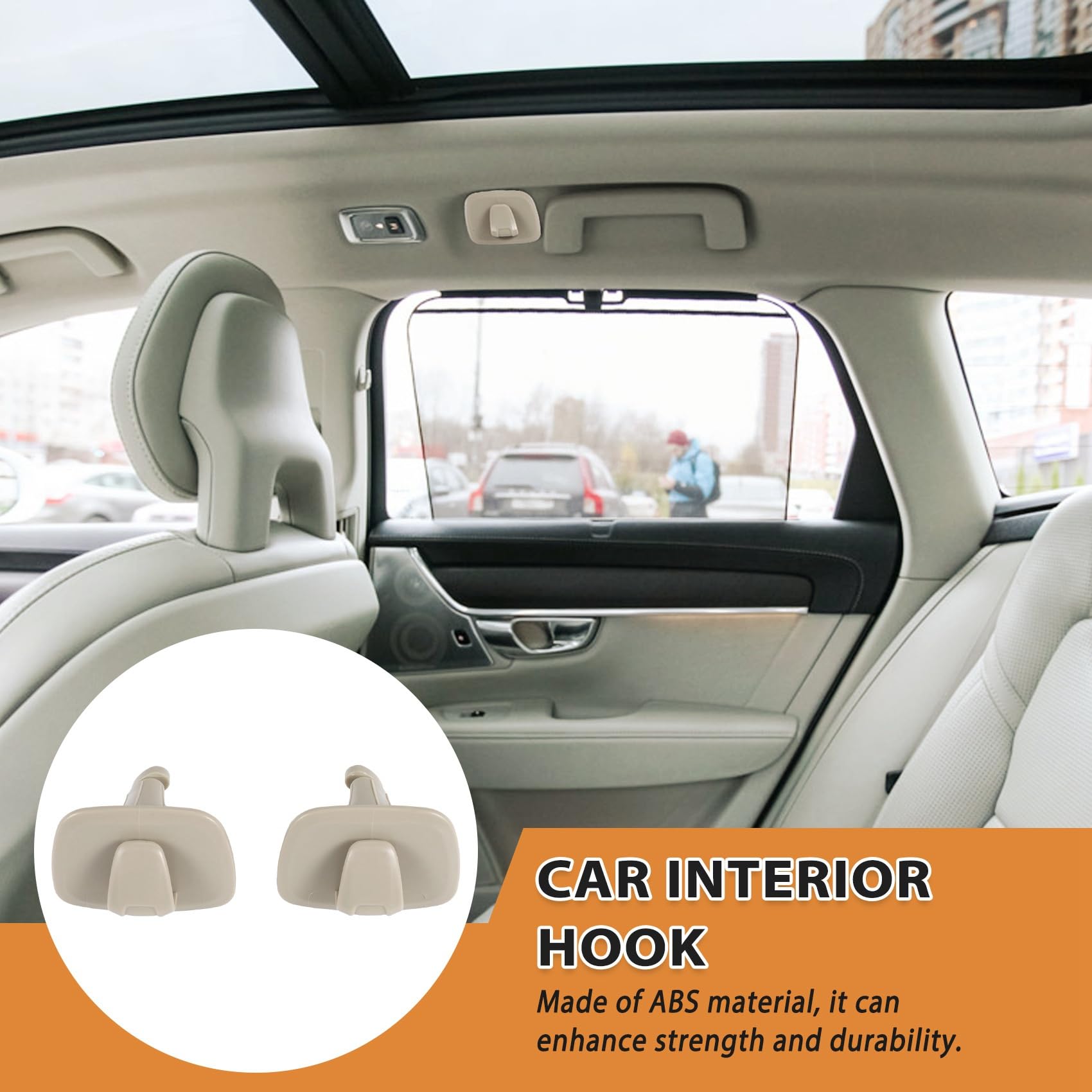 Ganci Da Tetto Auto INTCHE Per Volvo - 2 Pezzi Beige ABS Interni Per V90 S90 XC40 XC60 XC90 (2015-2020) - Foto 4