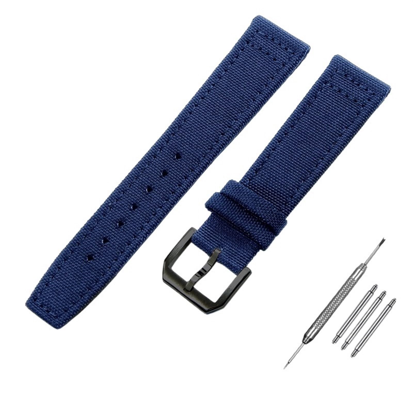 20mm 21mm 22mm Nylon Canvas Cinturino per IWC PILOT Portogallo PORTOFINO Cinturino in Tessuto Fibbia Pieghevole Cintura in Pelle di Vacchetta