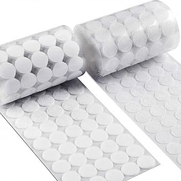 Self Adhesive Dots, 0.59" Hook and Loop Circles, 1000 Pcs Round Fasteners with Strong Adhesive Backing, Waterproof Nylon for Classroom, Office & Home Translucent