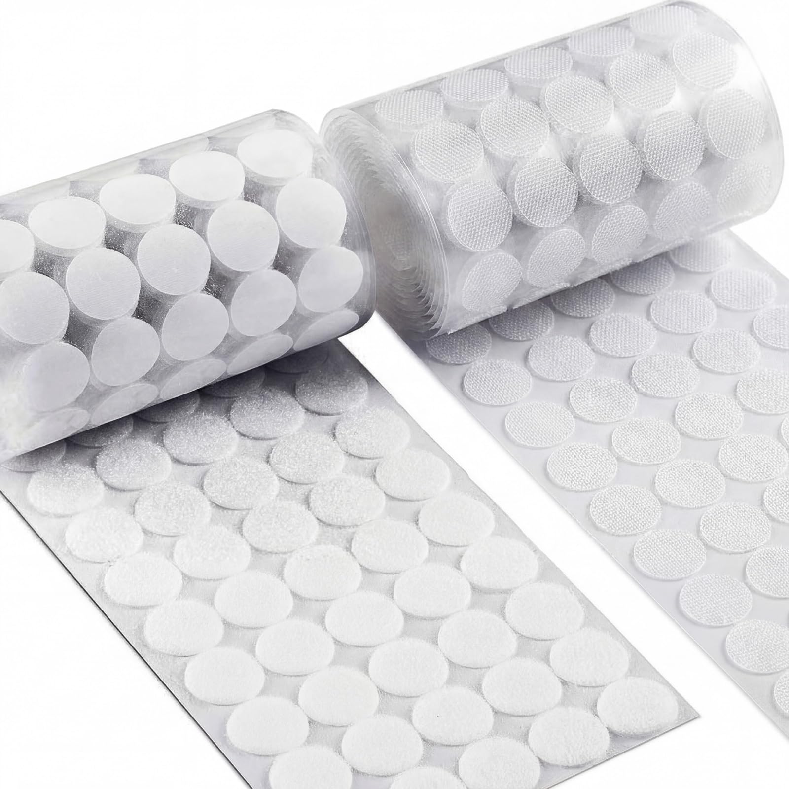 Self Adhesive Dots, 0.59" Hook and Loop Circles, 1000 Pcs Round Fasteners with Strong Adhesive Backing, Waterproof Nylon for Classroom, Office &amp; Home (Translucent)