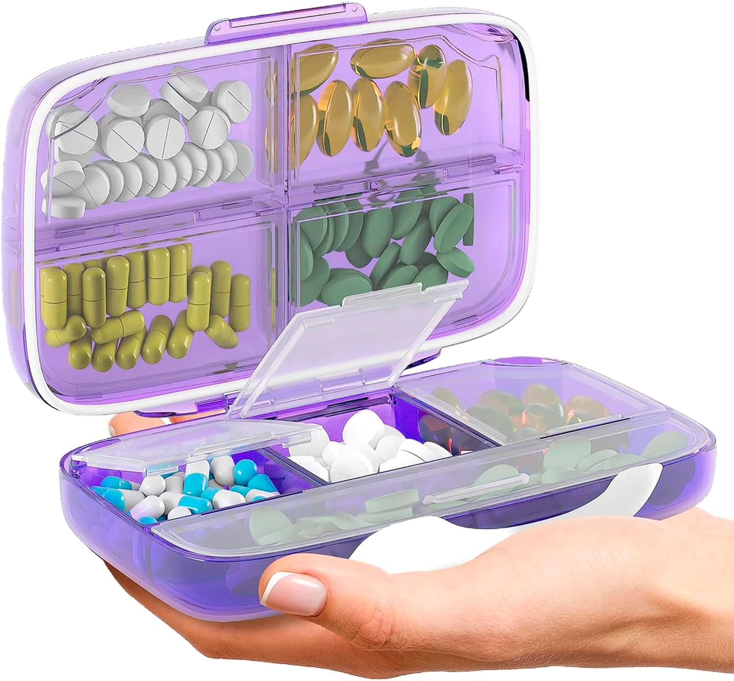 Large Travel Pill Organizer - Travel Medicine Organizer & Vitamin Case