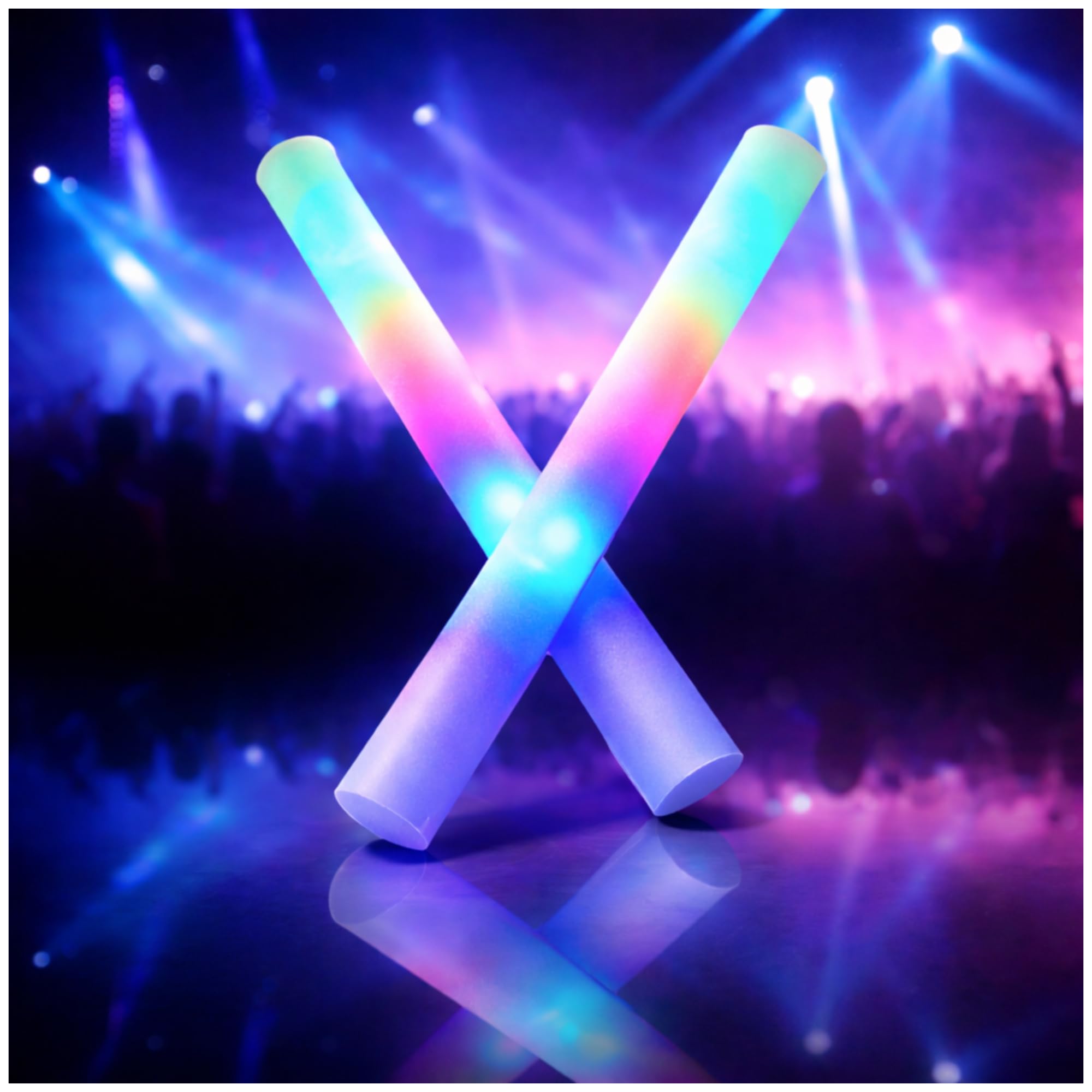 - Wanna Party Light Up LED Foam Stick for Dancing/Concerts and Sporting Events or Cheer Up Sticks 16" Reusable Foam Light Sticks 3 Mode Multicolor Bulk Glow Sticks for Weddings, Parties, and Dancing