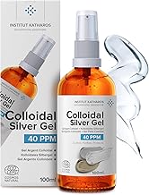 Reines Kolloidales Silber Gel 40 PPM | Nur 100% natürliches Gel auf der Welt | 3 Inhaltsstoffe | Optimale Textur & Absorption (Besser als Creme) | Bernsteinfarbenes Glas und ultra praktische Pumpe