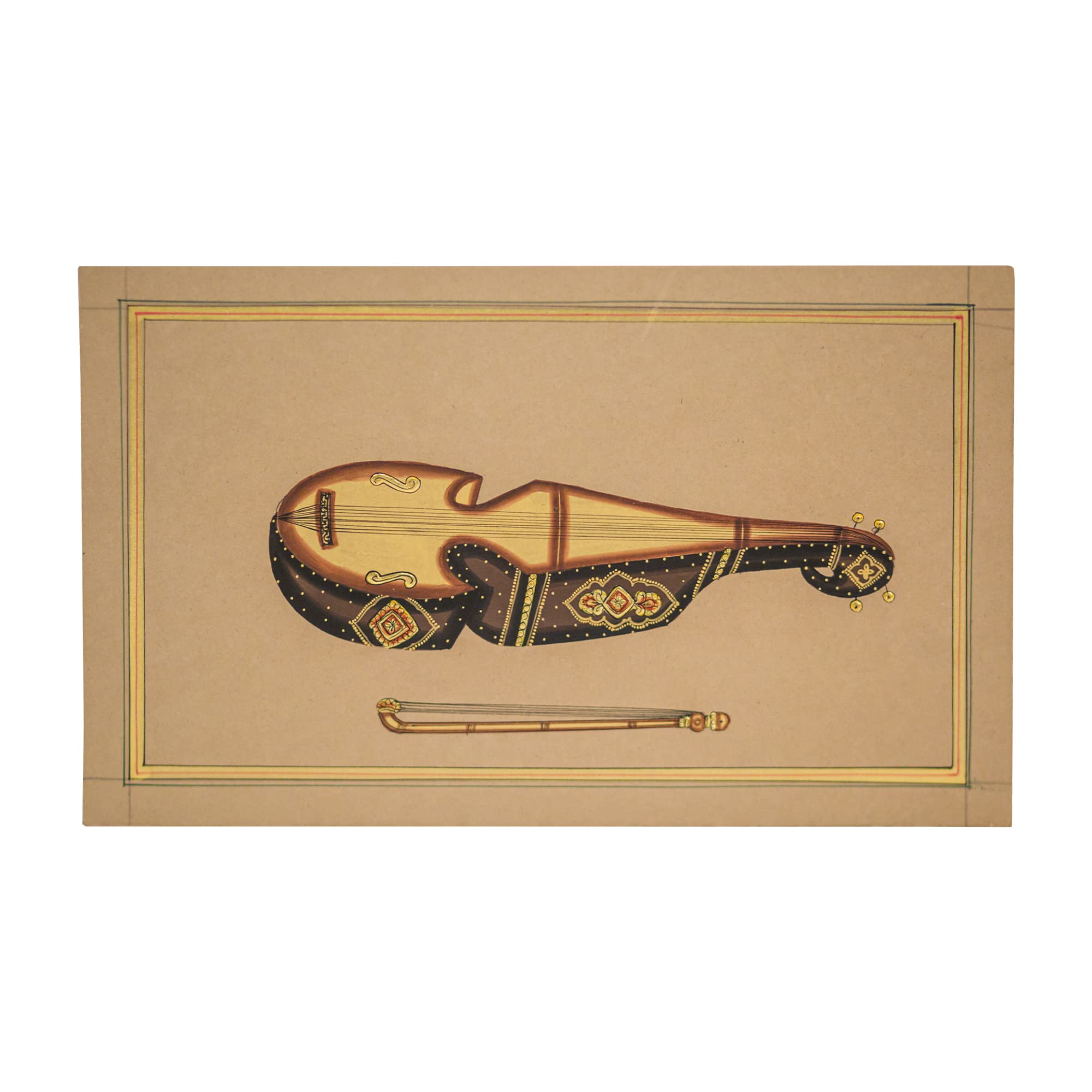 Buy Mangala Arts Veenai Paper Gold Tanjore Painting, 24 Carat Gold Foil