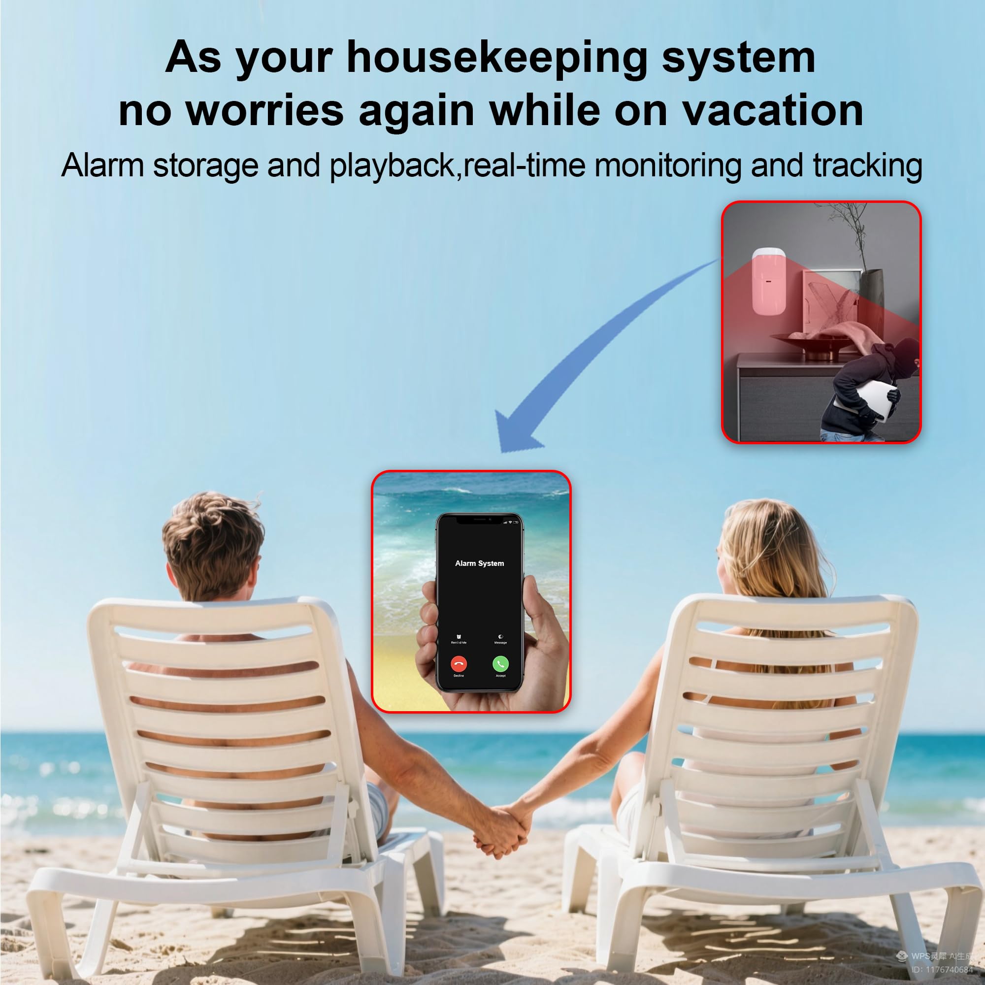 Sistemas de Alarma para el Hogar, Sistema de Seguridad Inalámbrico WiFi/gsm SMS con Detector de Movimiento, Sirena de Alarma de 120 dB, Mando a Distancia Inteligente, Invitación por Voz(12 Piezas)