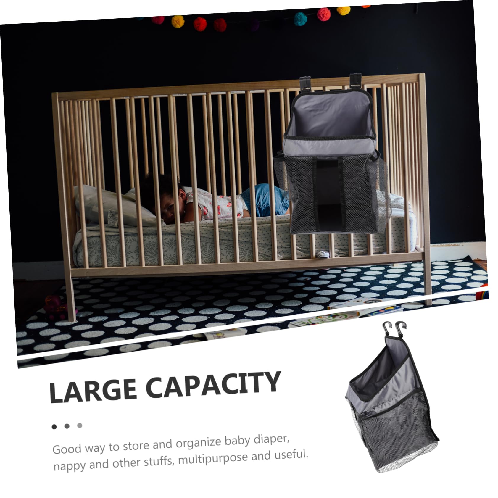 Bolsa De Pañales Organizador Colgante para Cuna Cambiador y Guardería Bolsillos para Pañales y Biberones para Dormitorio Infantil