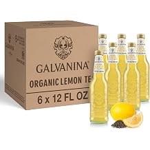 Galvanina Lemon Iced Tea Premium Organic Italian Iced Tea, 12 fl oz 6 Glass Bottles | Zesty Lemon with Smooth Black Tea Base.
