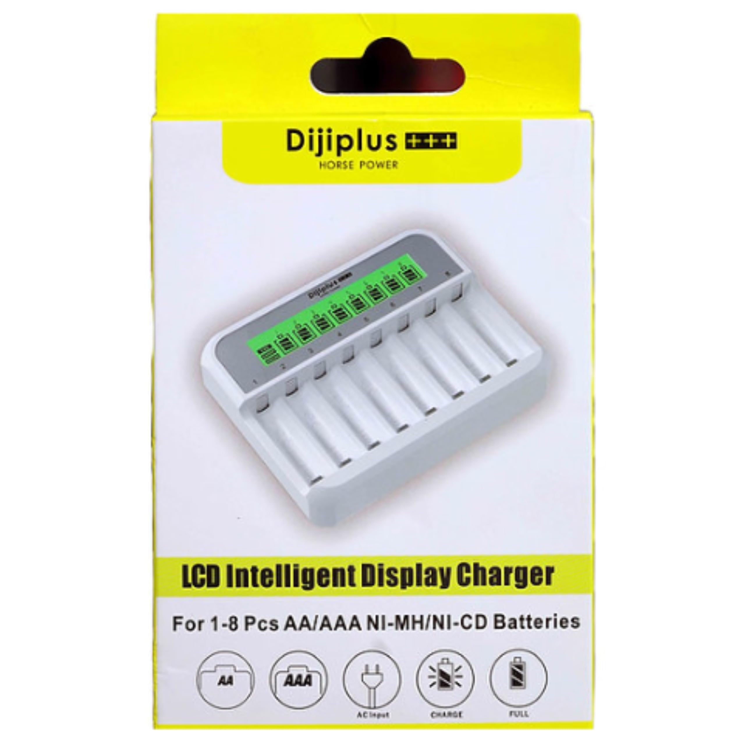 Dijiiplus+++ 8-Cell Battery Charger | Fast & Safe Charging for AA/AAA Ni-MH & Ni-CD Rechargeable Batteries | Smart LCD Display Multi-Slot Charger-picture-21