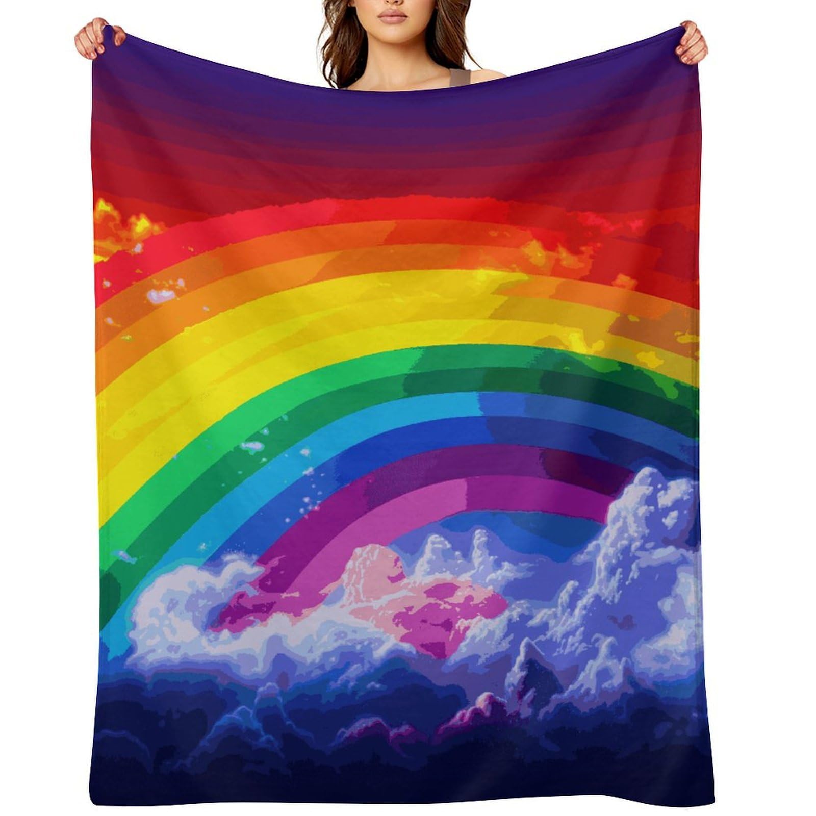 Rainbow Throw Blanket for Couch and Bed Super Soft Warm Lightweight Throw Blankets Cozy Fuzzy Flannel Blanket Personalized Decorative Blankets for Sofa Decor 60"x80"