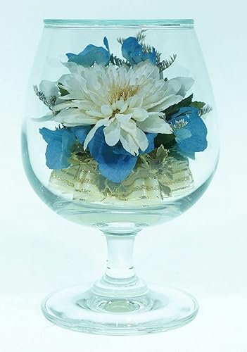 Miniatura 2 de Fi'ora Flores conservadas de crisantemo blanco, flores Inda blancas, hortensias azul cielo, jarrón de vidrio sellado de limonio, regalo para esposa,