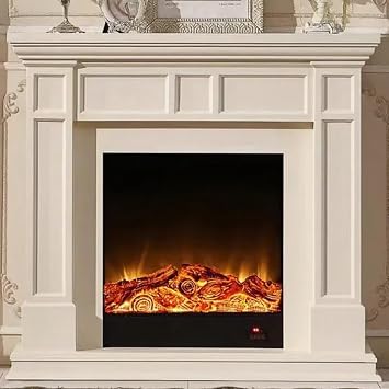 Electric Fireplace 59.05IN Real Flame EffectDecorative Fireplace European Fashion Style, Unique Design Lines, White