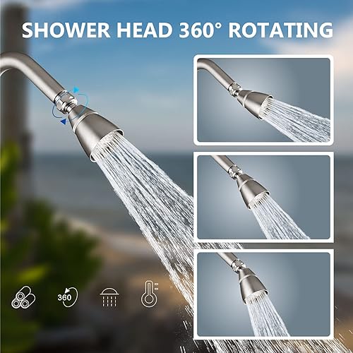 Miniatura 9 de Aolemi Kit de ducha para exteriores de montaje en pared, sistema de accesorios de ducha para exteriores con rociador de mano, grifo de ducha