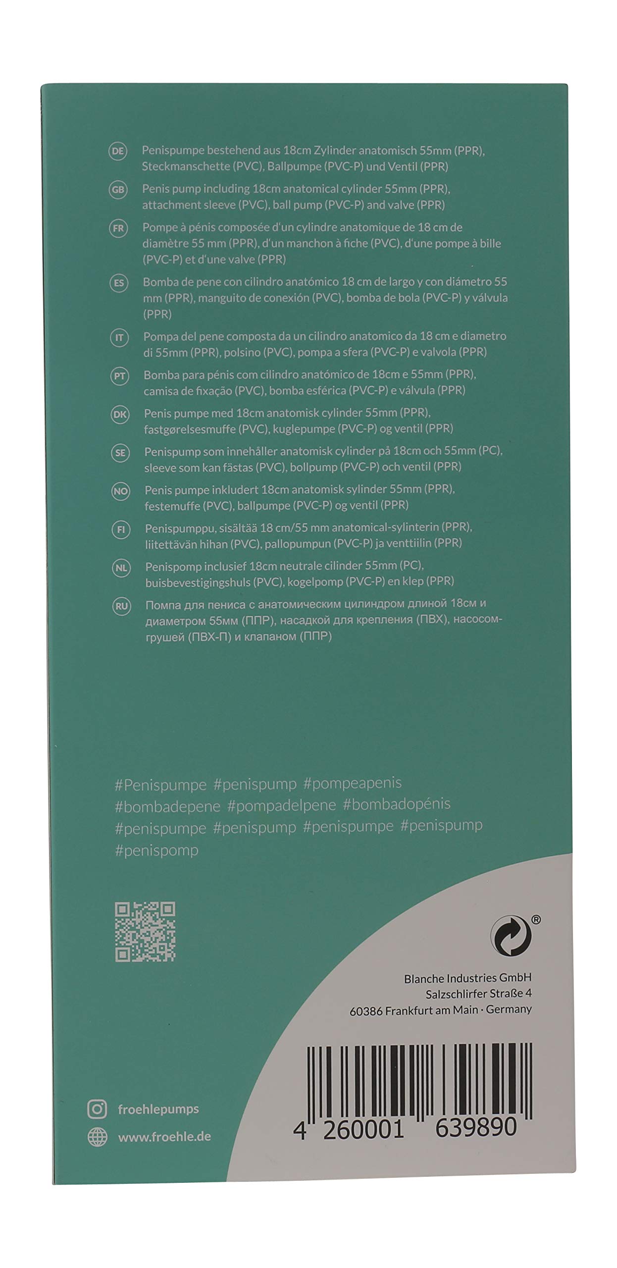 Fröhle PP007 Bomba de Pene Anatómica Regular Fit 175 g