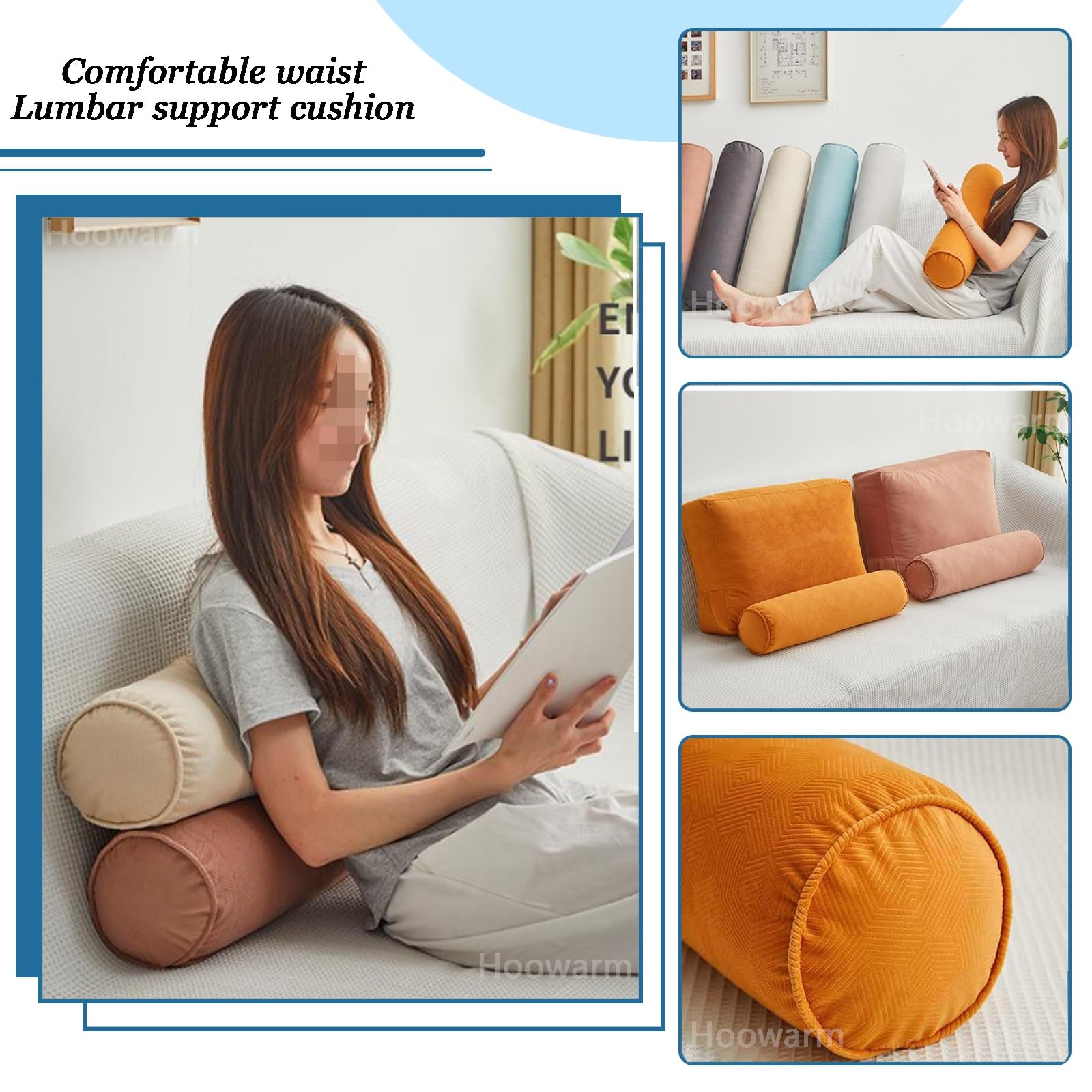 Zylindrisches Nackenrolle Multifunktional Rohrkissen 15x40/15x50/20x60 Reisekissen Bequemes Abnehmbar Rollenkissen Kissenrolle Für Nacken, Beine, Rücken, Bett, Yoga(#8,20x70cm/8x27in)