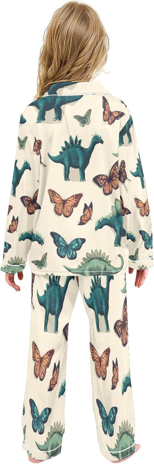 Silk Pajama Sets Long Sleeve Pajamas Soft Sleepwear 2 Piece Pjs Set