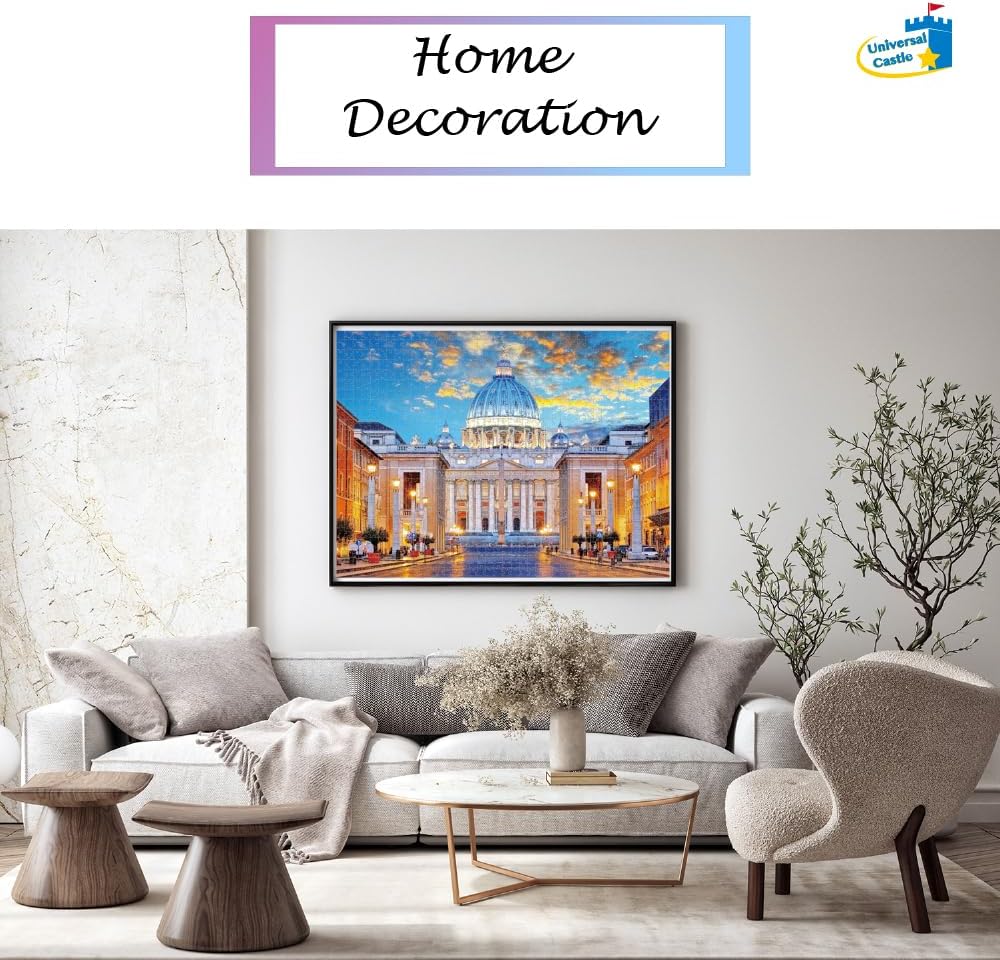 1000 Pieces Jigsaw Puzzles for Adults Landscape Panorama Italy Sense Photo Classic Impossible Puzzle (St. Peter's Basilica, Vatican)