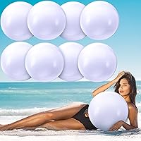 Vista 7 de Sinmoe 8 piezas inflables de color blanco y negro para decoración de pelotas de playa sólidas para piscina, pelota flotante para manualidades