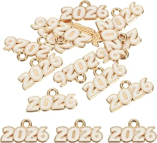 MECCANIXITY 2026 Enamel Number Charm, Graduation Year Number Charm Pendant for DIY Crafting Bracelets Earrings Hats Keychains