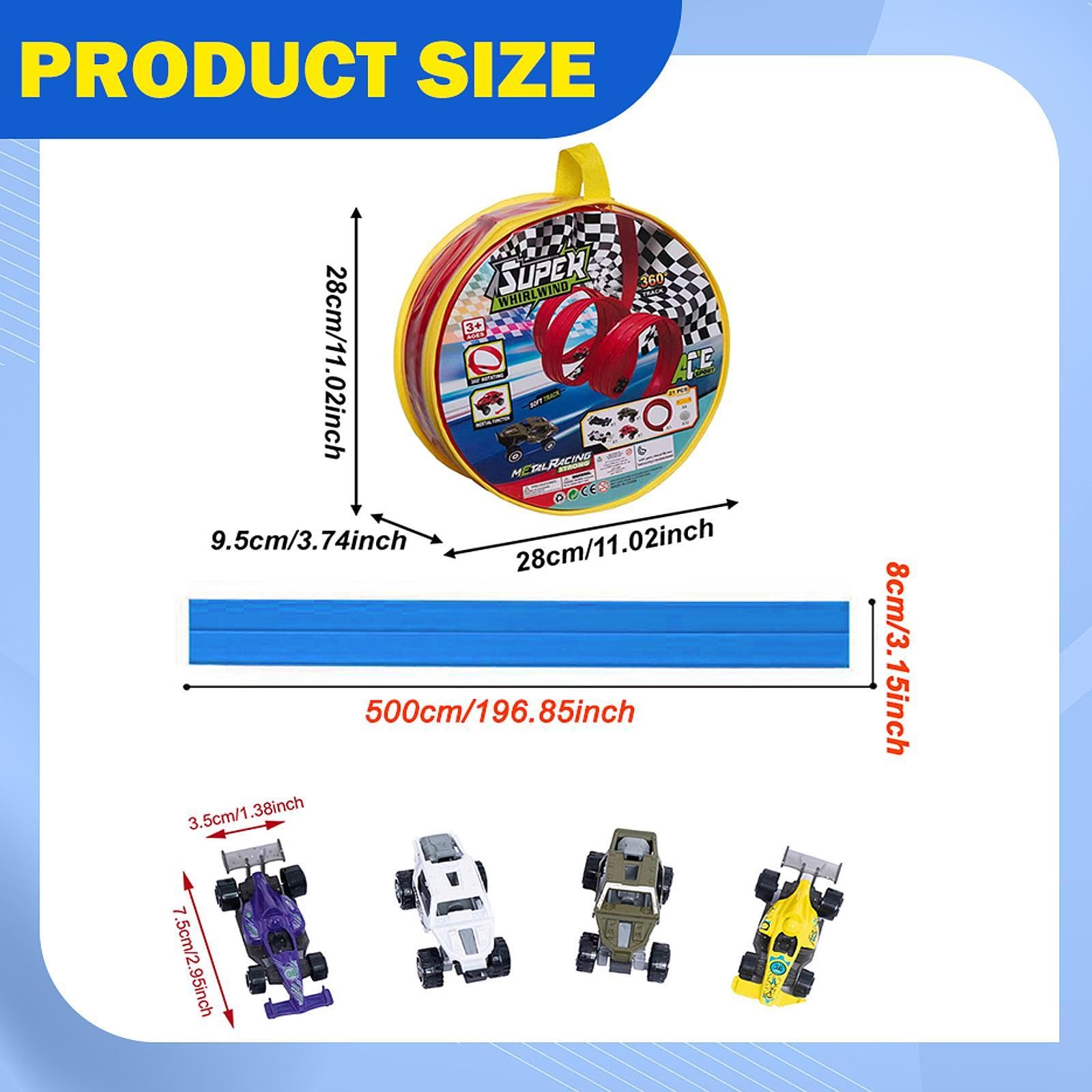 Rulli Flessibile, 5 Metri, Versatile E Portatile con 4 Modelli di Mini Auto per Bambini dai 3 agli 8 Anni – One, Blu