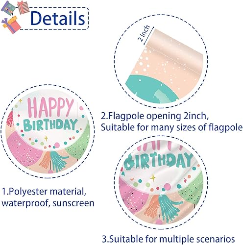 Miniatura 7 de RoadSea Bandera de jardín de feliz cumpleaños, letrero para puerta de fiesta de cumpleaños de niños y niñas, letrero de césped para patio de