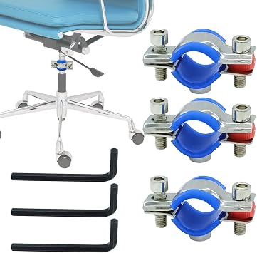 3 Pack Fix Sinking Office Chair, Office Chair Saver for Stop Sinking Solid Stainless Steel Adjustable Height Chair Saver Kit with Hexagon Wrench Adjustable Height and Leather Pads Support