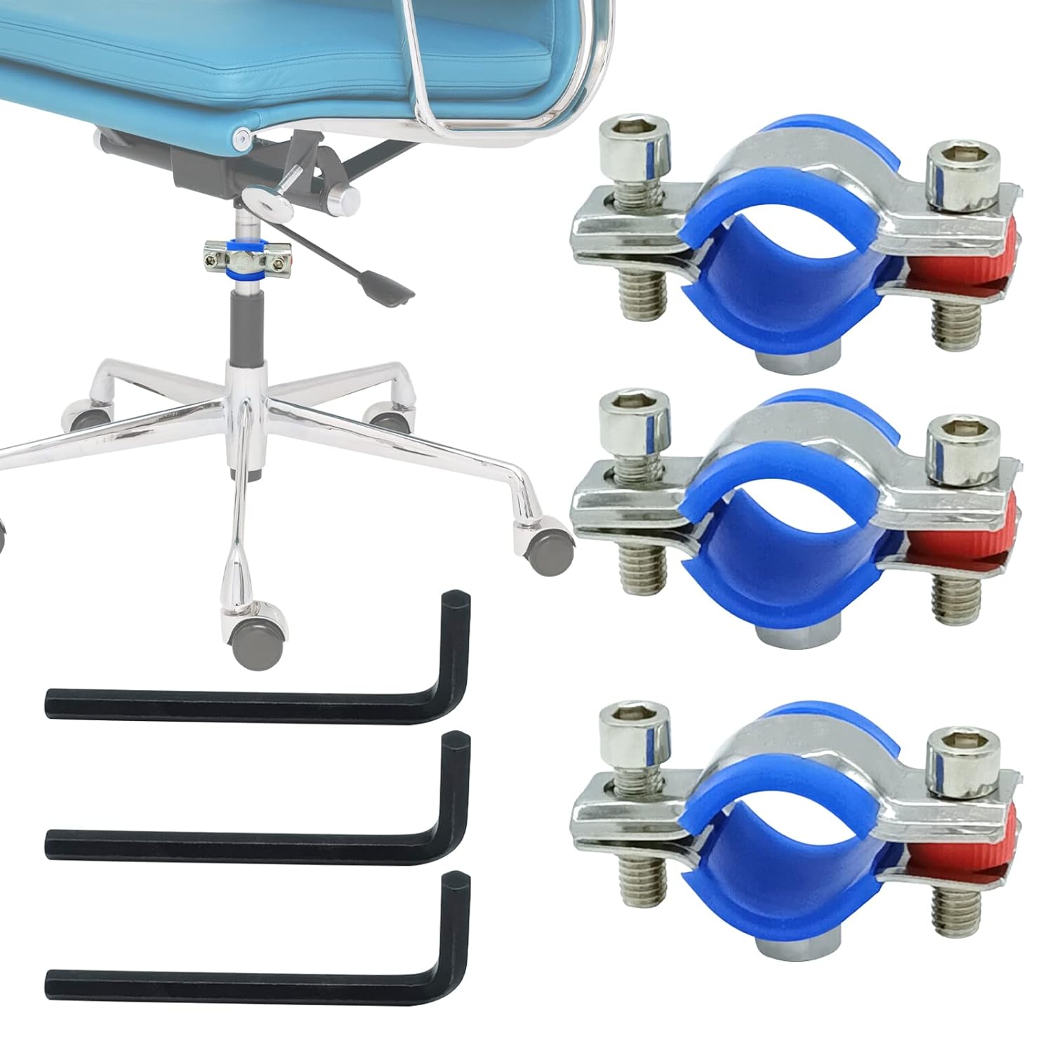 3 Pack Fix Sinking Office Chair Office Chair Saver for Stop Sinking Solid Stainless Steel Adjustable Height Chair