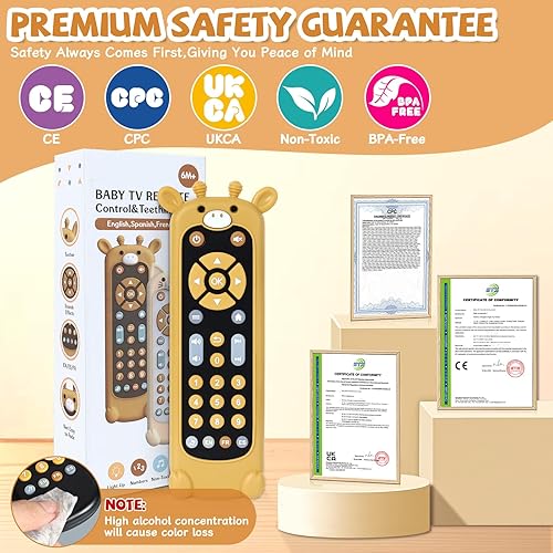 Miniatura 4 de Orzbow Juguete de control remoto para bebés de más de 6 meses con cubierta de silicona para mordedor, juguete remoto de TV con luz y sonido