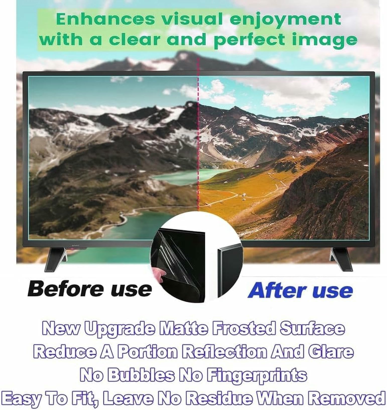 Protector de Pantalla de TV, Protector de Pantalla for TV, Filtro UV y luz Azul, for LCD, LED, 4K, QLED, HDTV, 50 Pulgadas, Pet