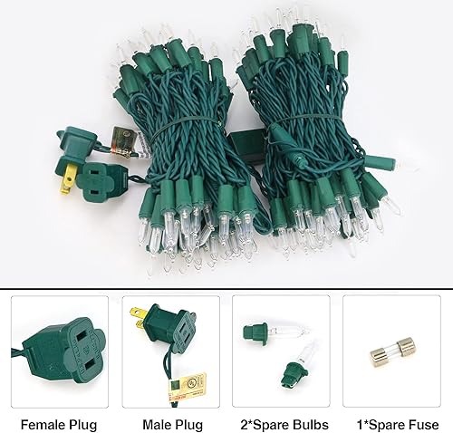 Miniatura 2 de Cirza 150 luces LED de Navidad de color blanco cálido, cable verde de 50 pies, certificado UL, conectable, luces de Navidad para exteriores o