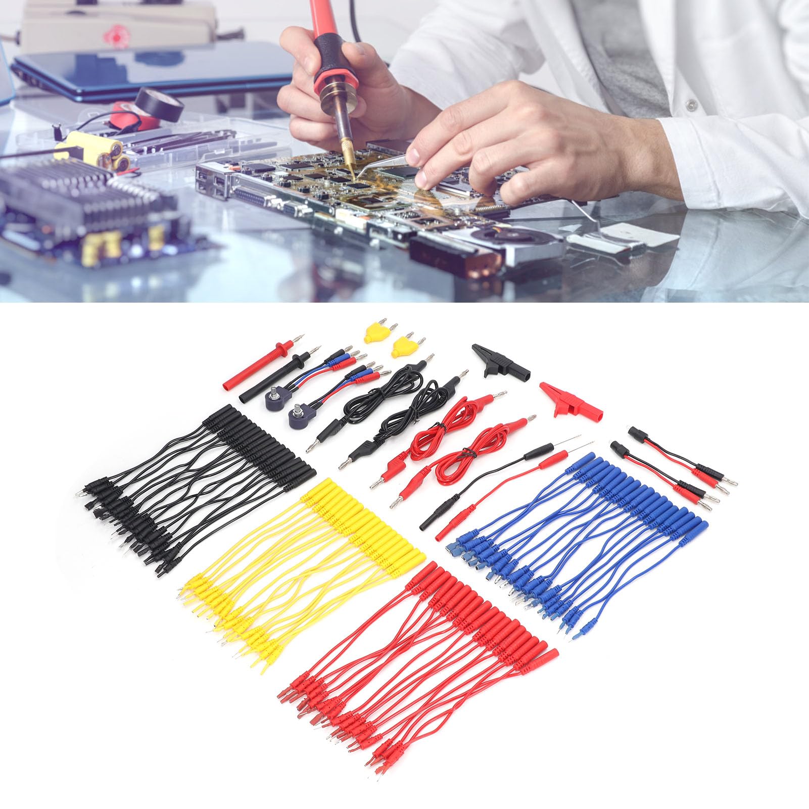 Omabeta Kit de Cables de Prueba de 90 Uds., Sondas Multifunción de PVC Suave de Latón Chapado en Oro para Mantenimiento de Circuitos Automotrices, Pruebas Industriales