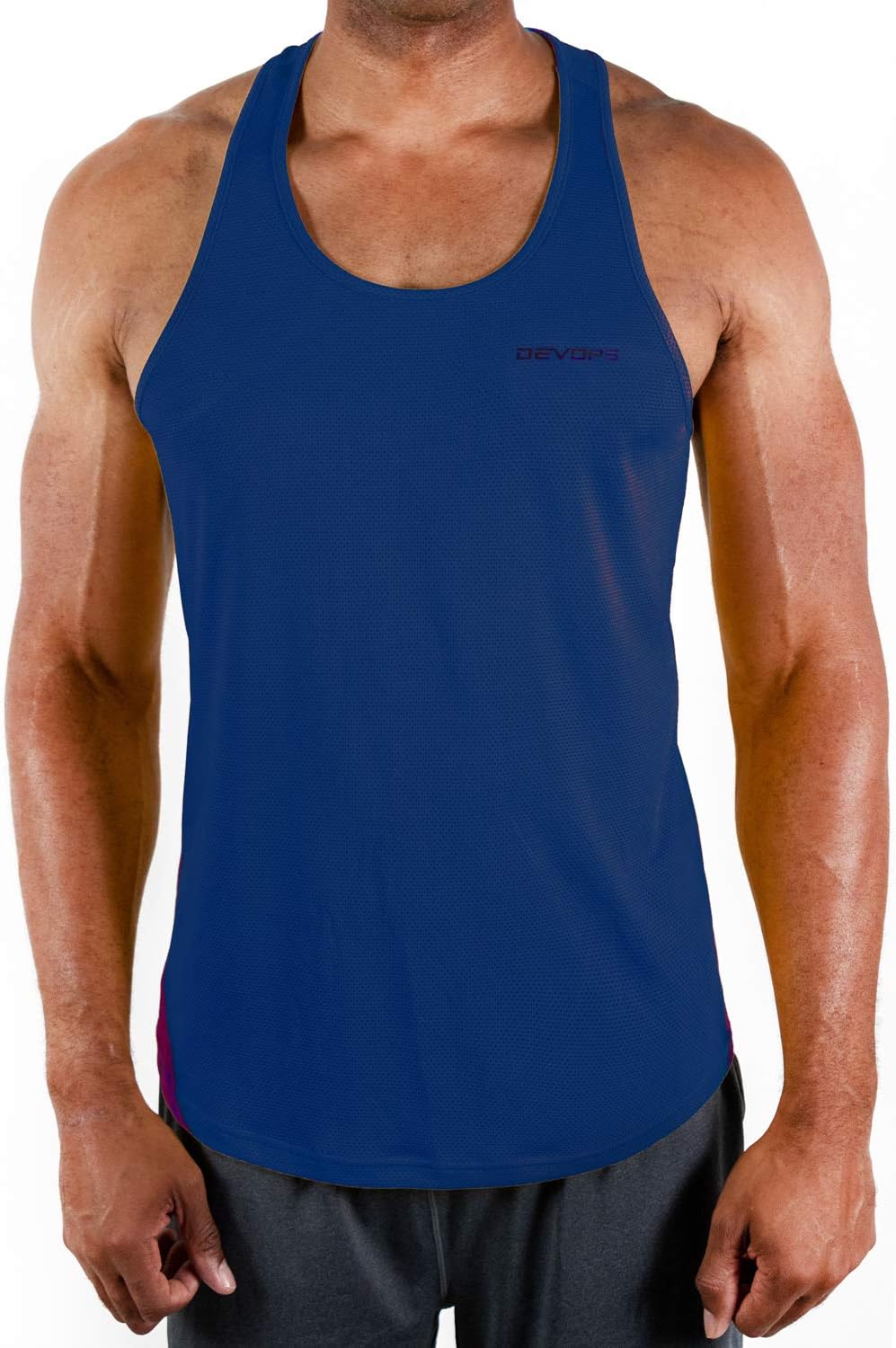 DEVOPS 3 Pack Men's Y-Back Dry Fit Muscle Gym Workout Tank Top - Image 4