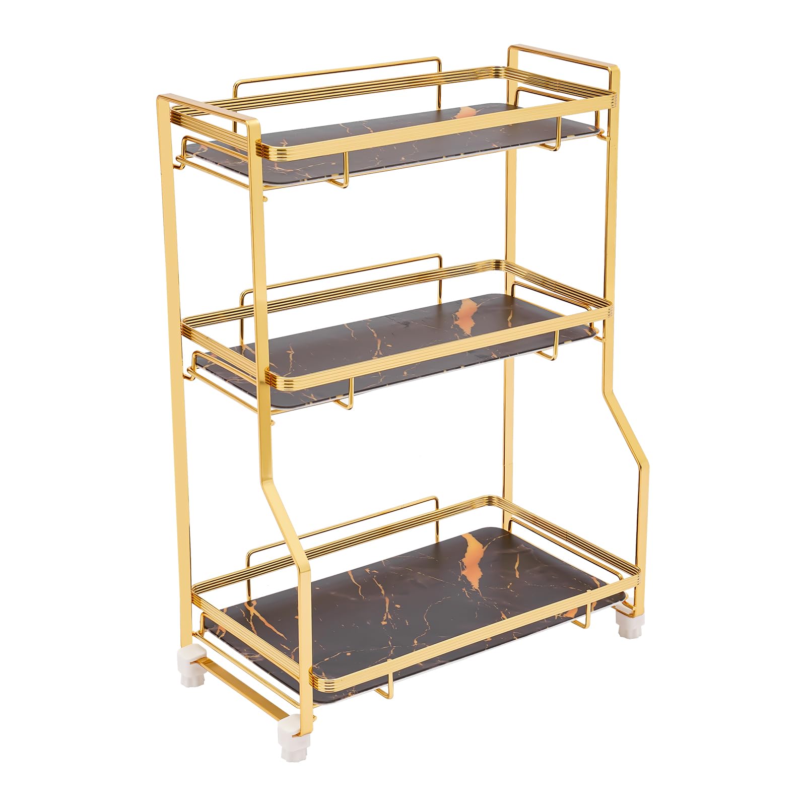 3 Tier Bathroom Organizer Rack, Supporto cosmetico Resistente con Design in Marmo, Supporto per l'esposizione del Profumo Resistente alla ruggine per la Piattaforma di vanità, Soluzione di stoccaggio
