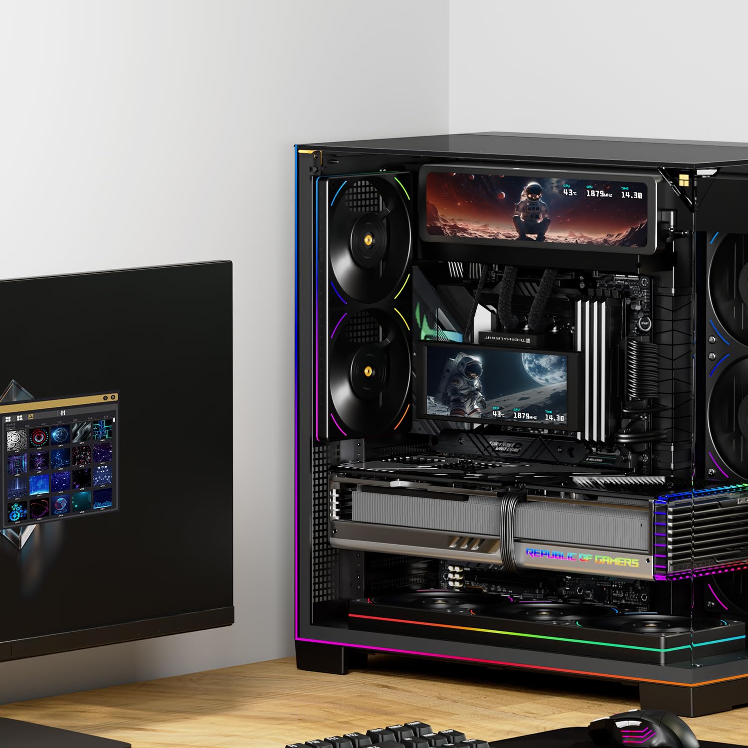 Thermalright Trofeo Vision - Monitor LCD AIO da 11,3", schermo USB Type-C per monitoraggio hardware in tempo reale, temi preimpostati per PC da gaming/CPU Cooler
