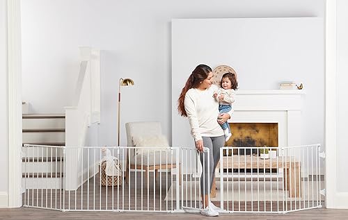 Miniatura 2 de Regalo Puerta de bebé ajustable súper ancha de 144 pulgadas y patio de juegos, 2 en 1, kit de bonificación, incluye 4 paquetes de soportes de pared