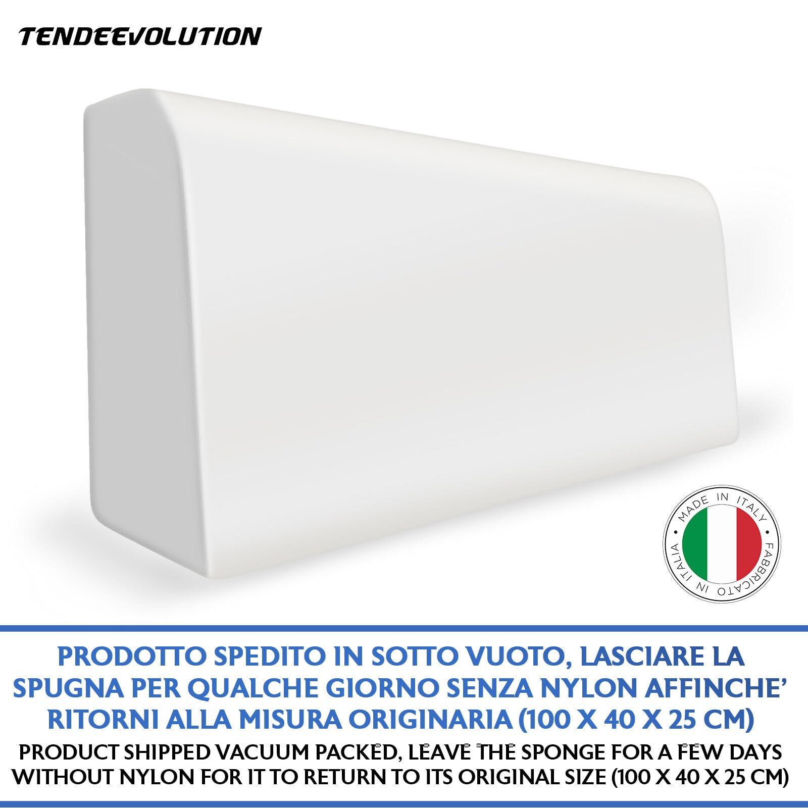 TENDEEVOLUTION Goma Espuma para Tapizar 100x25x40 cm. Espuma para Sofá, Respaldo para Cama o sillón, Esponja para Sofa