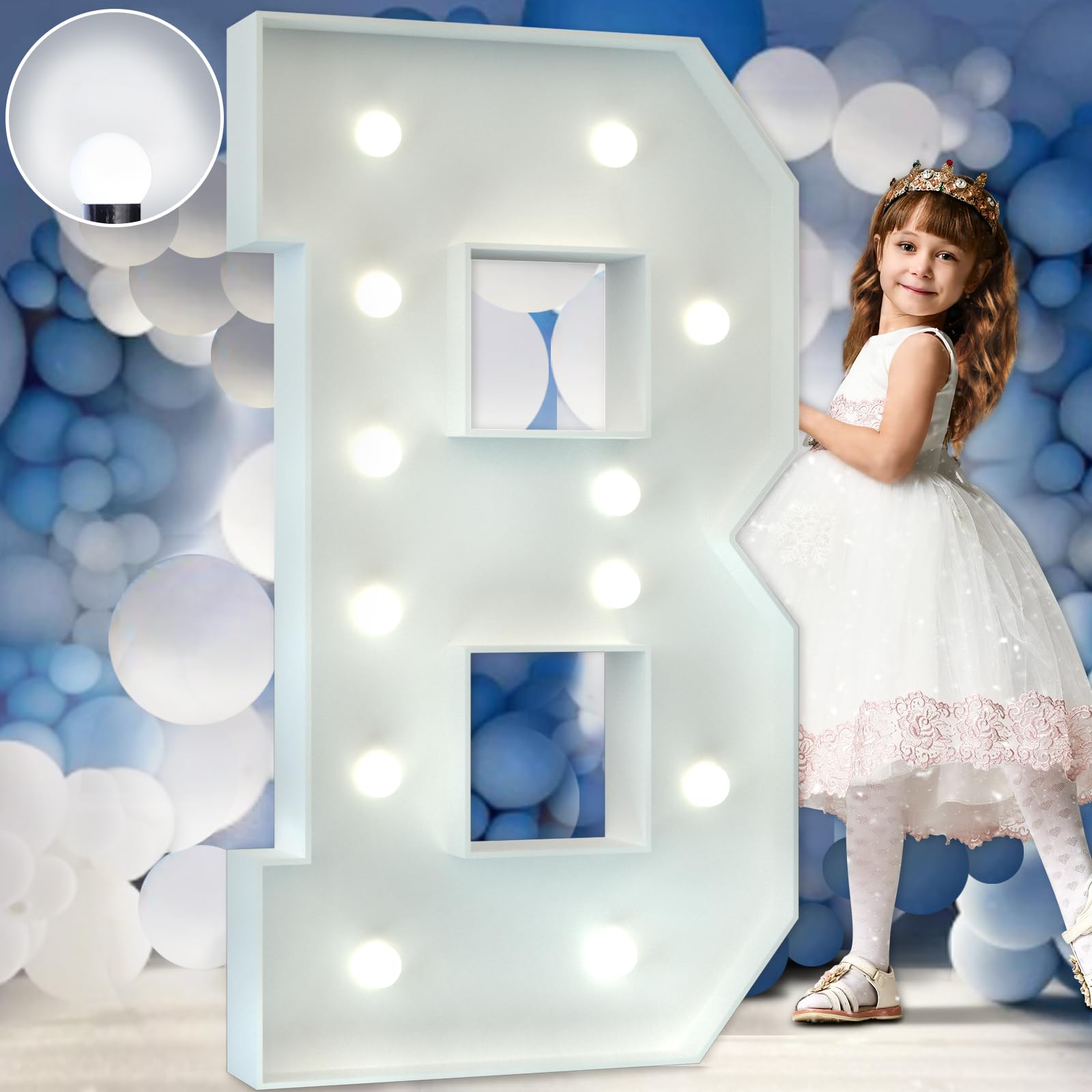 imprsv 4FT Marquee Light Up Letters, Cool White Light Up Letters B, Large Marquee Letters for Party Decorations, Giant Letters for Events, Baby Letters for Baby Shower, Birthday Wedding Decor