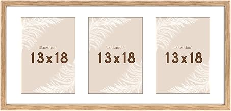 Wackadoo Collage Picture Frame for 3 Photos in 13 x 18 cm Format Oak Photo Wall Photo Frame with Glass Panel and Mount Picture Frame Wood Made of MDF