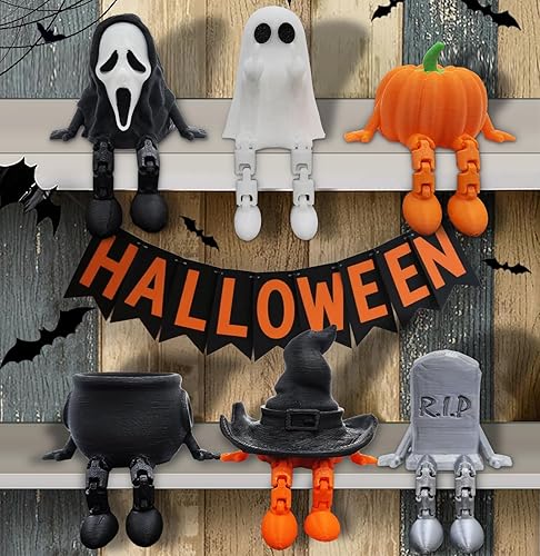 Apear1 6 Pcs 3D Printed Halloween Decorations Indoor, Mini Halloween
