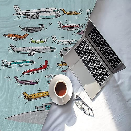Miniatura 3 de Manta para sofá de otoño, manta de cama de avión individual, aviones que vuelan en el aire, aviación amorosa, helicópteros, aeropuerto, esponjosa y